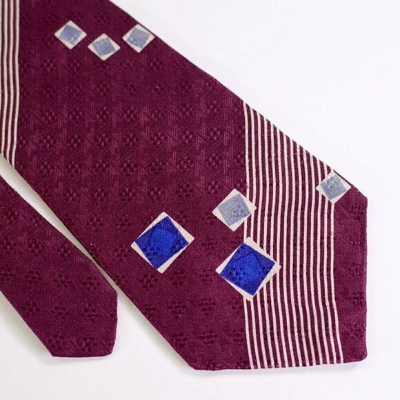 Croft & Barrow Abstract Jacquard Purple Print Wide Silk Tie - Picture 1 of 7